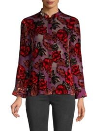 ALICE  OLIVIA - ELOISE FLORAL MANDARIN COLLAR BLOUSE at Saks Fifth Avenue